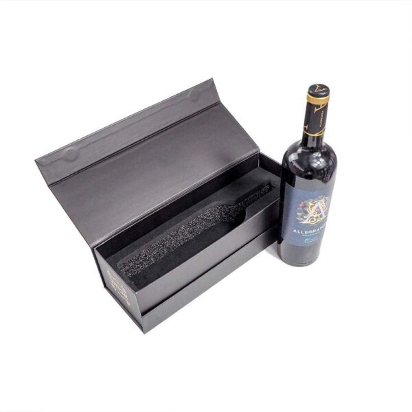 Black Book-Style Rigid Wine Box with Custom Foam Insert