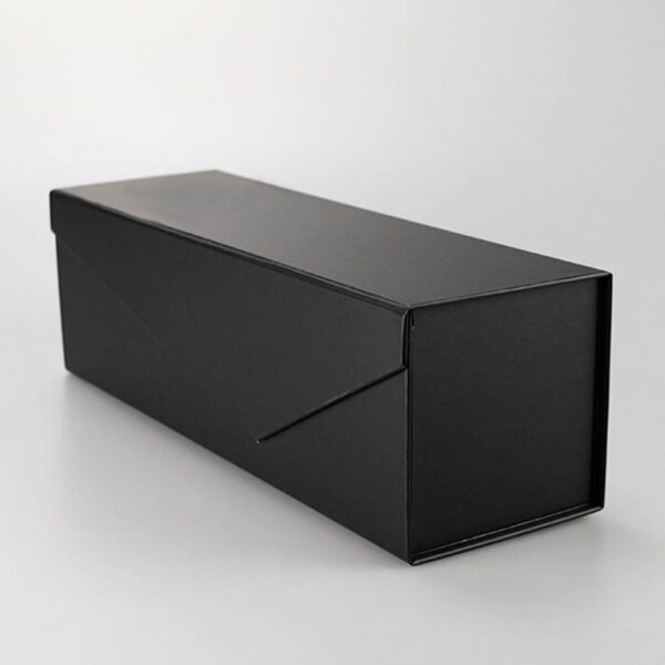 Black Folding Rigid Wine Box with Magnetic Flap and Insert