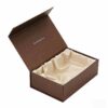 Brown Hinged Rigid Gift Box with Satin Fabric Lining