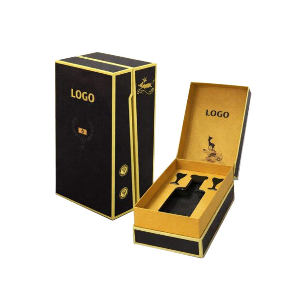 Foil Stamped Double-Door Rigid Wine Box with EVA Insert