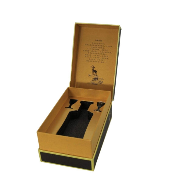 Foil Stamped Double-Door Rigid Wine Box with EVA Insert