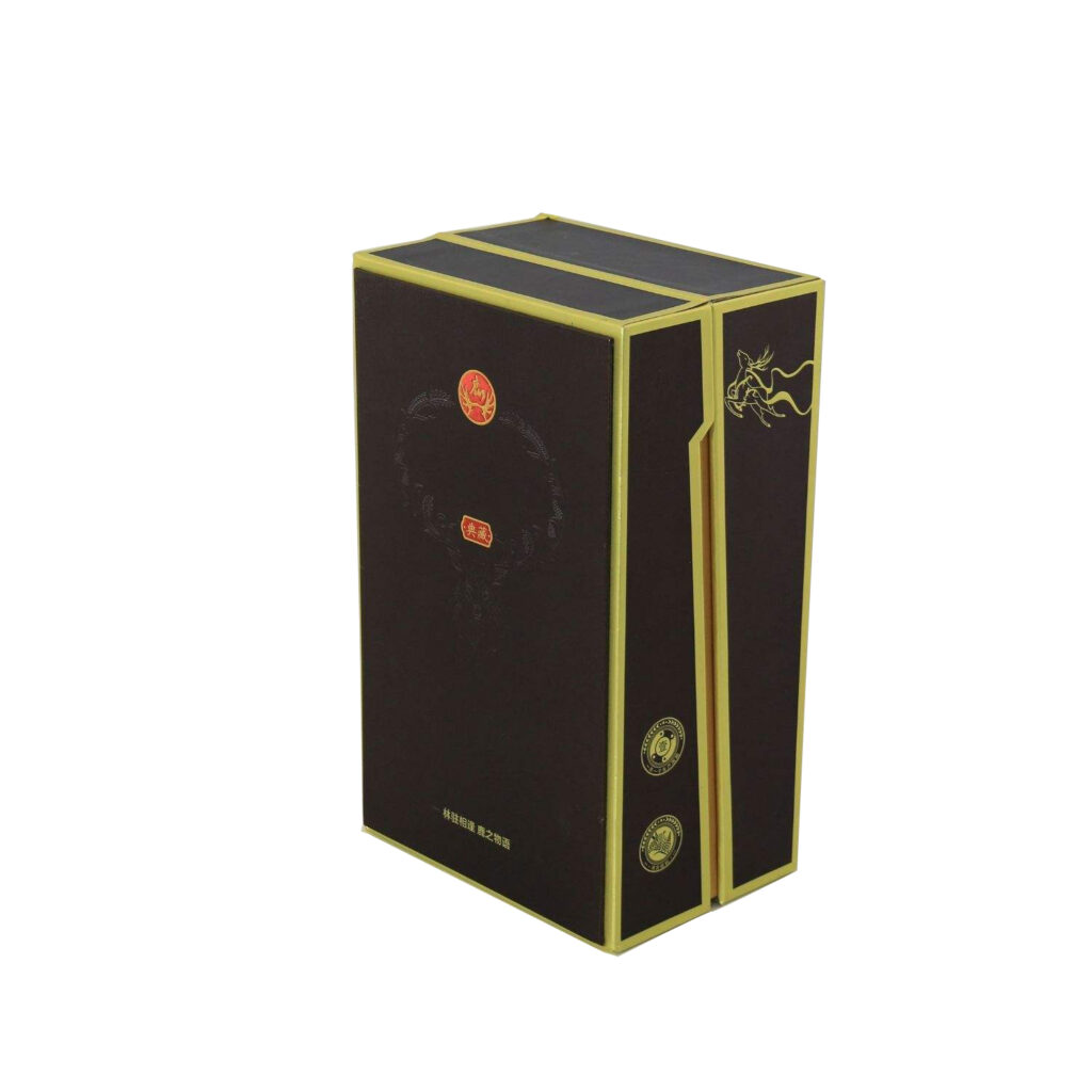 Foil Stamped Double-Door Rigid Wine Box with EVA Insert