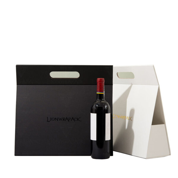 Folding Paperboard Wine Carrier Box with Die-Cut Handle