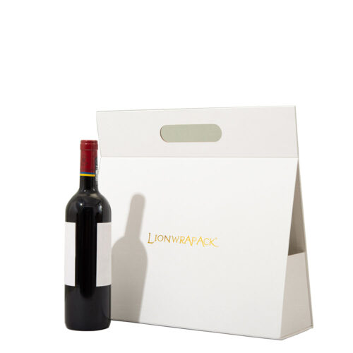 Folding Paperboard Wine Carrier Box with Die-Cut Handle