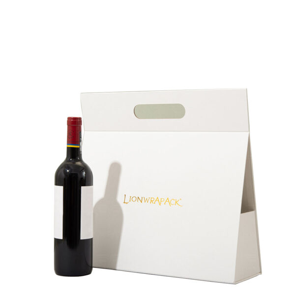 Folding Paperboard Wine Carrier Box with Die-Cut Handle