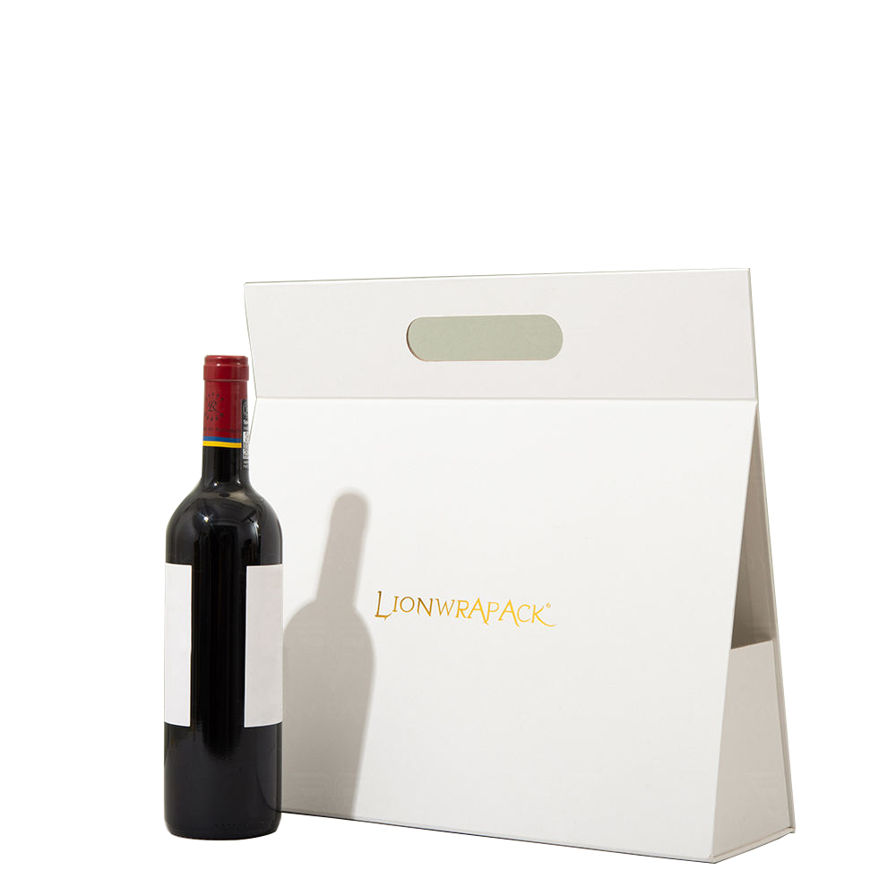 Folding Paperboard Wine Carrier Box with Die-Cut Handle