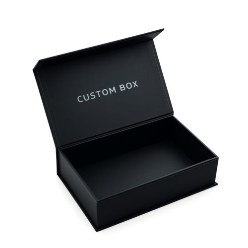 Open Black Magnetic Rigid Box with Hinged Presentation Lid