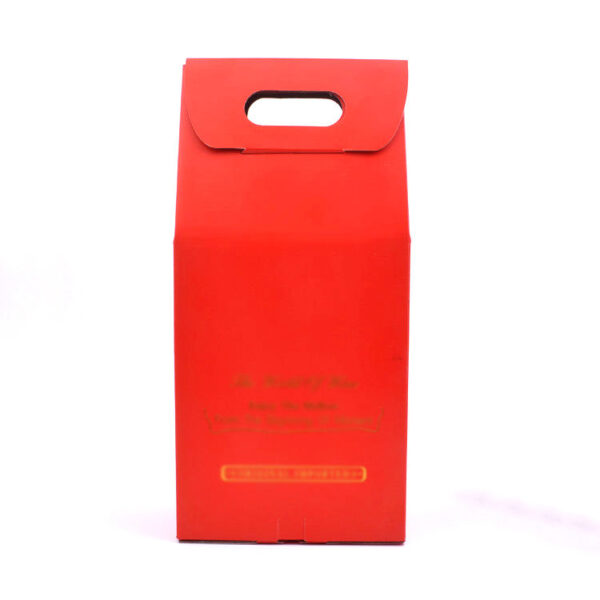Printed Two-Bottle Wine Carrier Box with Die-Cut Handle
