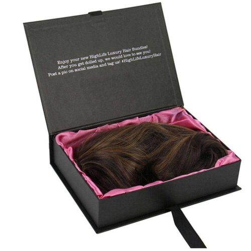 Custom Hair Extension Packaging Boxes with Satin Lining