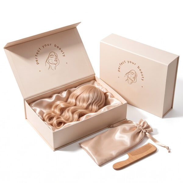 Custom Wig Packaging Box with Satin Lining and Logo