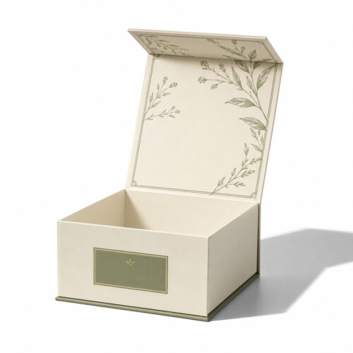 Botanical Hinged-Lid Rigid Gift Boxes for Custom Sets