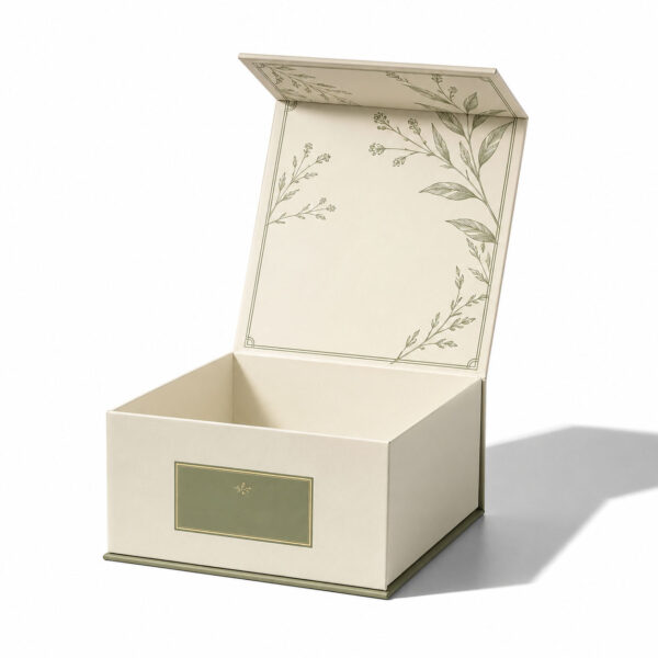 Botanical Hinged-Lid Rigid Gift Boxes for Custom Sets