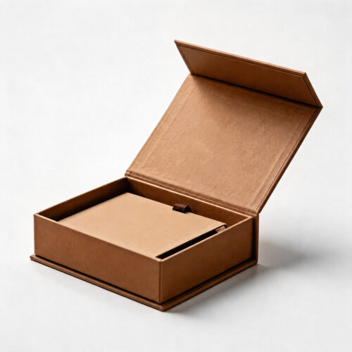 Book Style Rigid Gift Box with Leather-Look Finish