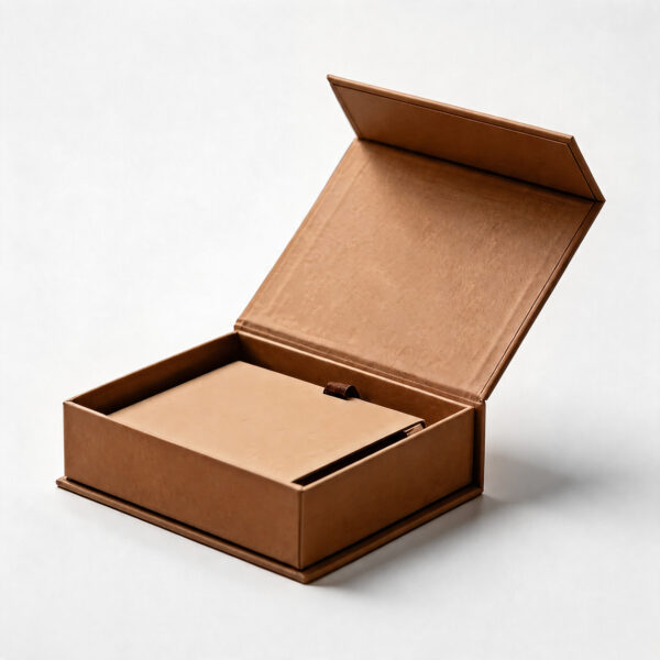 Book Style Rigid Gift Box with Leather-Look Finish