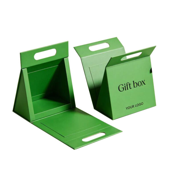 Custom Triangular Folding Gift Boxes with Carry Handle