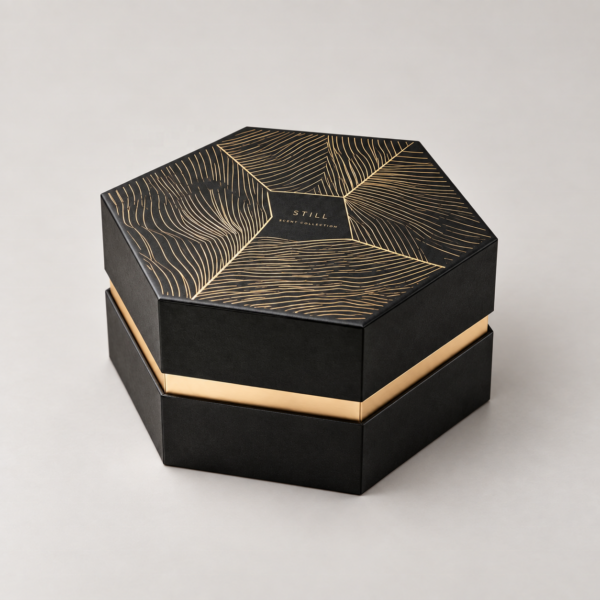 Caixas de presente personalizadas para velas hexagonais e difusores de palhinhas