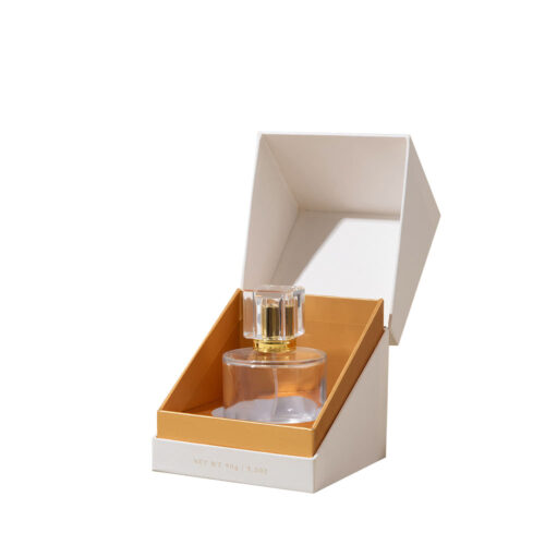 Custom Slant-Opening Rigid Perfume Boxes with Gold Tray