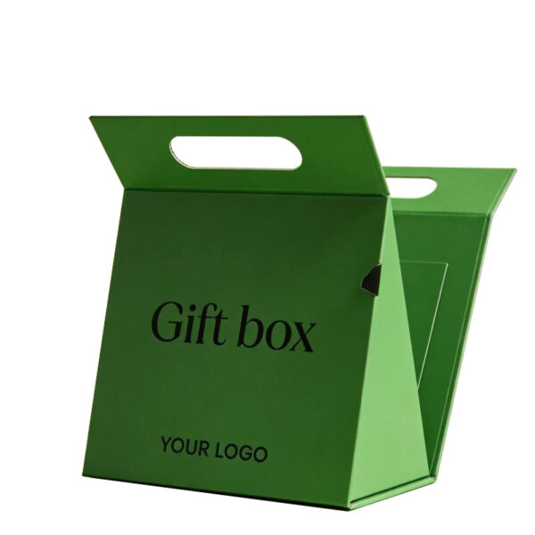 Custom Triangular Folding Gift Boxes with Carry Handle