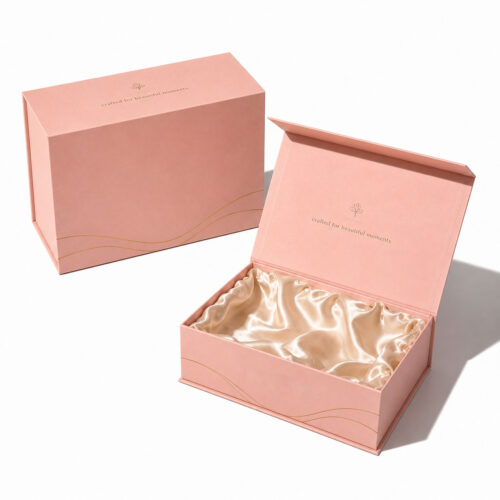 Custom Pink Rigid Gift Boxes with Satin Lining Wholesale