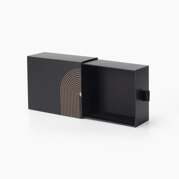 Custom Black Rigid Drawer Gift Boxes with Ribbon Pull