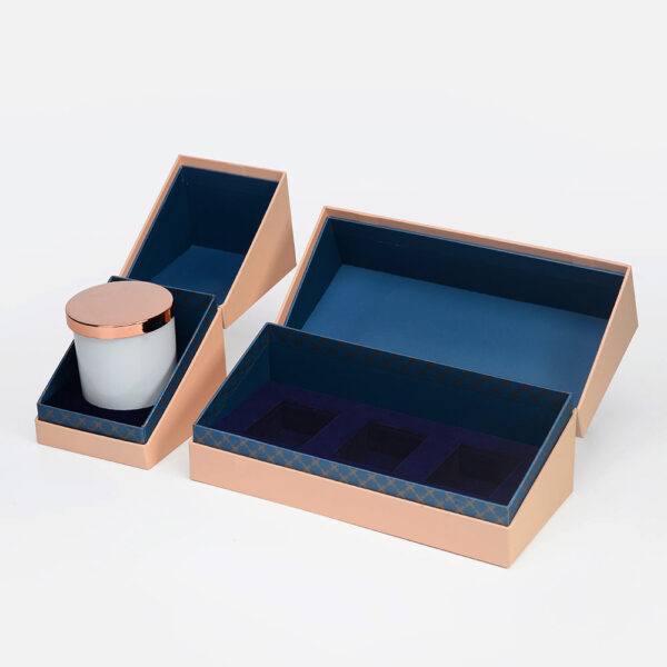 Custom Slanted Rigid Candle Gift Boxes with Inserts