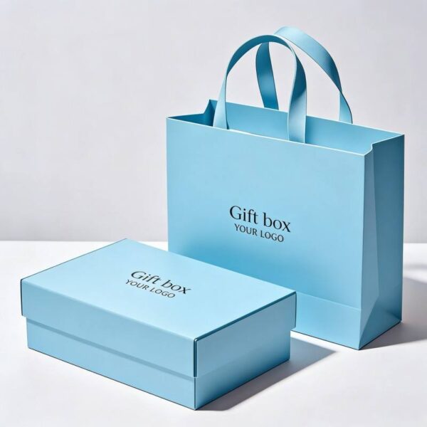 Custom Two-Piece Gift Box with Matching Paper Bag Set