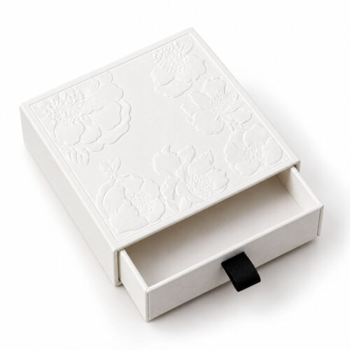 صناديق أدراج صلبة مزخرفة بنقوش زهرية ومزودة بمقبض شريطي